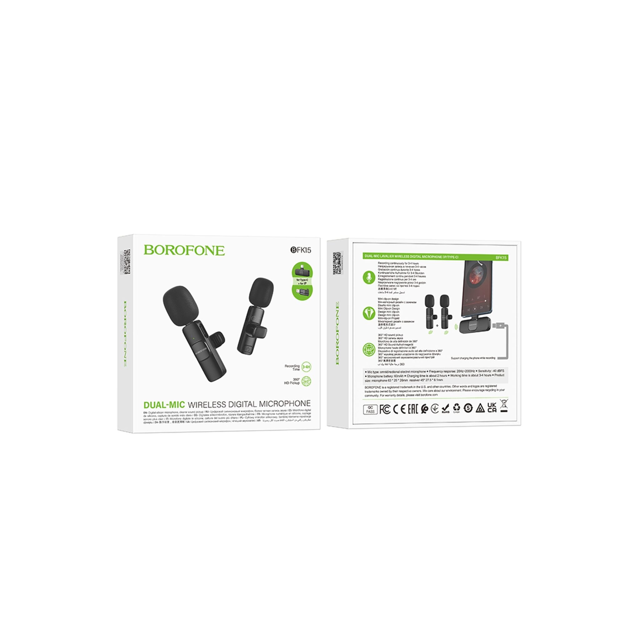 میکروفن بی سیم بروفون مدل BFK15 WIRELESS TYPE-C/IPHONE