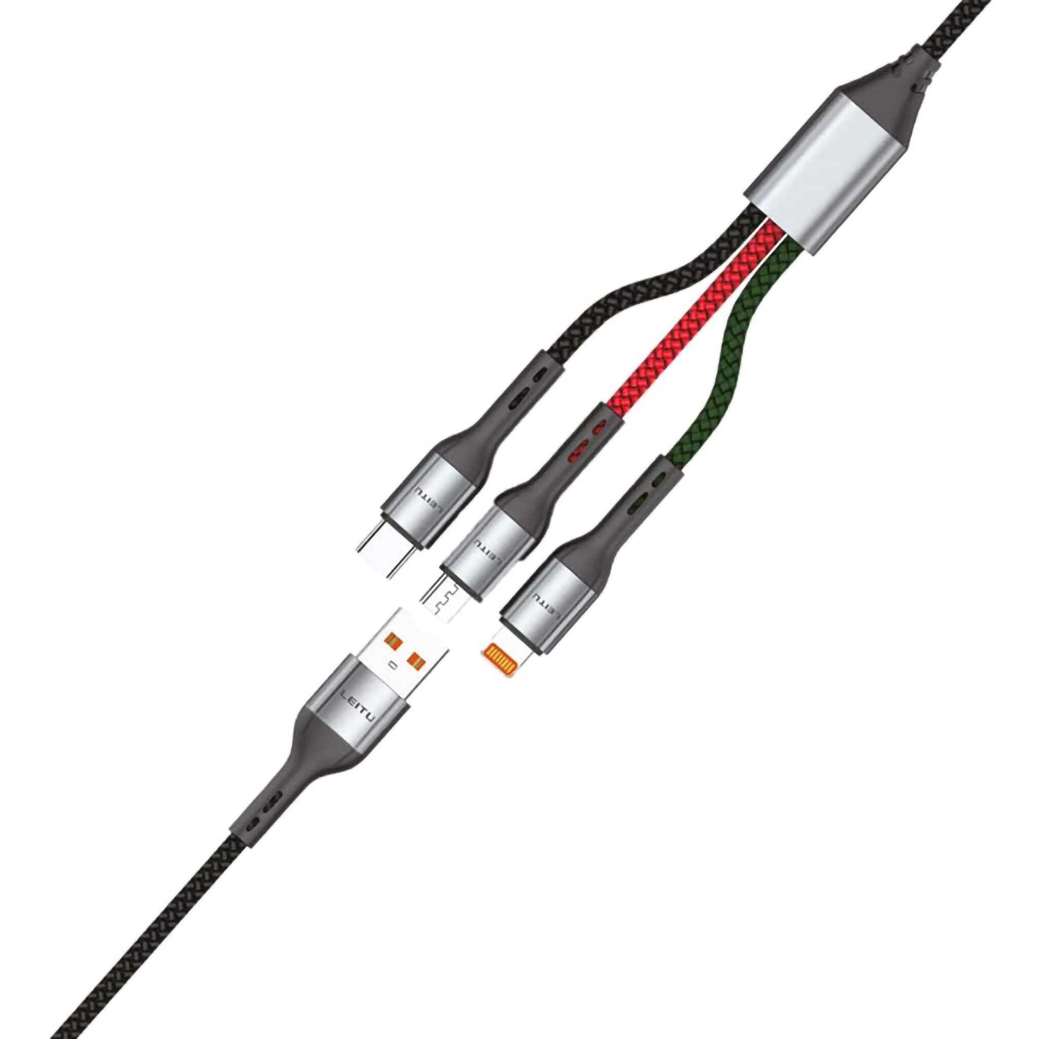 کابل تبدیل USB به لایتنینگ/USB-C/microUSB لیتو مدل LD-49 طول 1 متر